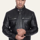 Boss-Men's-Leather-Jacket-Black