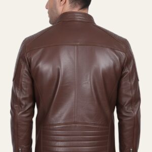 Boss-Men's-Leather-Jacket-Brown-Back