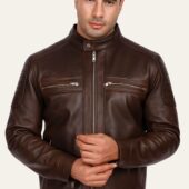 Boss-Men's-Leather-Jacket-Dark-Brown