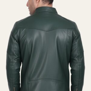Prince-Men's-Leather-Jacket-Green-Back