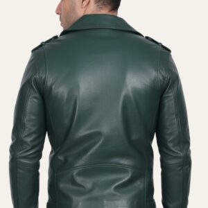 Victor-Men's-Leather-Jacket-Green-Back