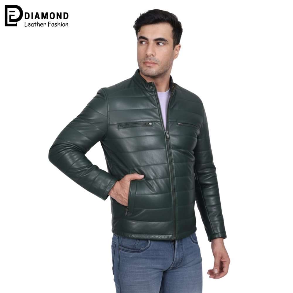 Bomber-Men-Green-Leather-Jacket