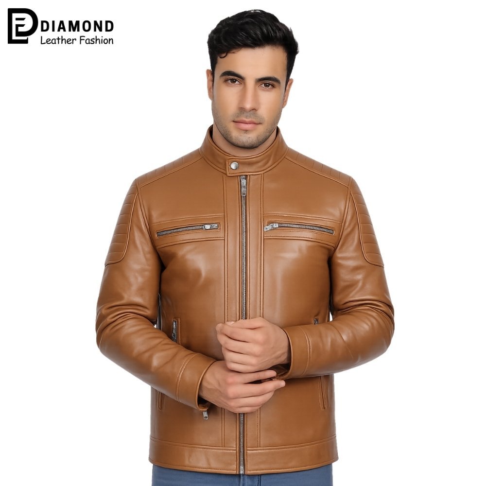 Boss-Men-Brown-Leather-Jacket