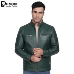 Boss-Men-Green-Leather-Jacket